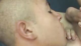Young Latino with shaved head raw fucks his skinny lover