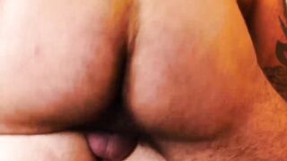 Big booty bear puts his dick inside of lovers tight booty