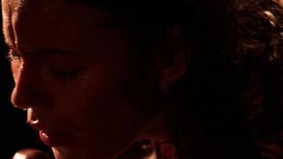 Nubile babe spitroasted by two big cocks in erotic 3way
