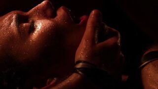 Nubile babe spitroasted by two big cocks in erotic 3way