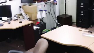Natural tits hottie blows cock before hard office pounding