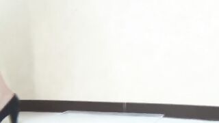 Pretty Japanese babe with hairy pussy pissing hard