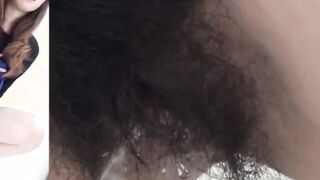 Pretty Japanese babe with hairy pussy pissing hard