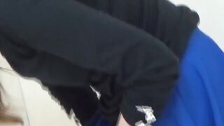 Pretty Japanese babe with hairy pussy pissing hard
