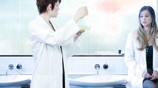 Sexy scientist babe is very eager to lick a juicy love tube