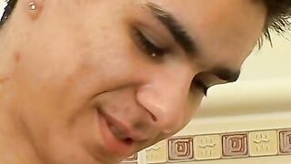 Pretty young gay dude wanks his dick while in underwear
