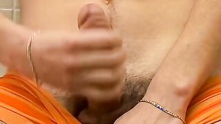 Pretty young gay dude wanks his dick while in underwear