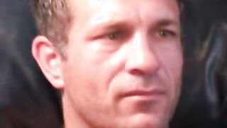 Freaky voluptuous homo wanks his cock and cums solo