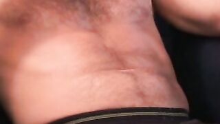 Freaky voluptuous homo wanks his cock and cums solo