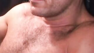 Freaky voluptuous homo wanks his cock and cums solo