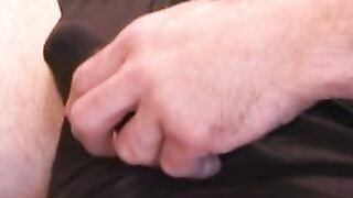 Freaky voluptuous homo wanks his cock and cums solo