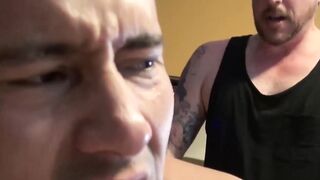 Shady room with gay dudes bareback fucking together