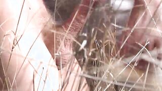 Wild butt buddies have freaky cock sucking session outdoors