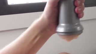 Real amateur films himself fucking fleshlight relentlessly