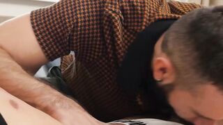 Petite bottom Nico Vegas rides Wolf Rayet cock after rimjob