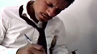 Vintage male covered in cum while stroking his big dick