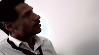 Vintage male covered in cum while stroking his big dick