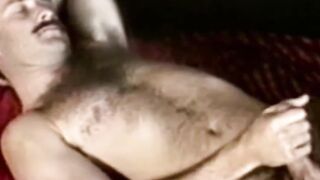 Stud vintage male strokes hairy big cock before cumming solo
