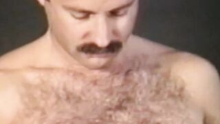 Stud vintage male strokes hairy big cock before cumming solo