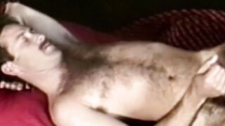 Stud vintage male strokes hairy big cock before cumming solo