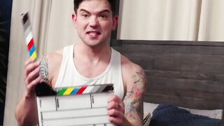 Tattooed director anal fucks pale gay on the set