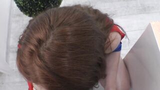 Redhead cutie takes it up her snatch and receives cumshot