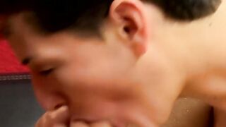 Slim fuck buddies drill each other after some toe licking