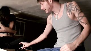 Two young straight thugs stroke their long dicks and cum