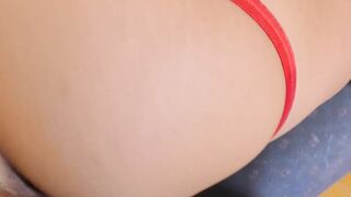Young teen slut sucks old cock and rides it in POV