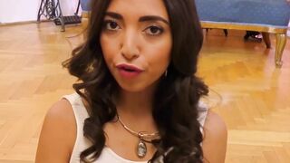 Young teen slut sucks old cock and rides it in POV