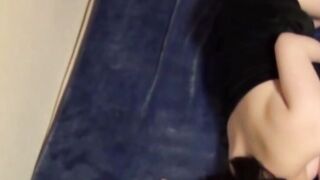 Busty Japanese hottie toys her pussy with little vibrator
