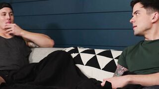 Smooth stud Dakota Payne sucks off horny stepbro Brock Kniles bigcock