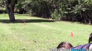 Uniformed real barely legal teammates fucked and suck