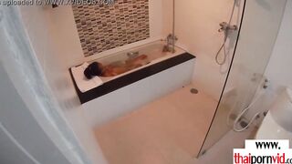 Amateur Thai teenagers Cherry banged into the hot tub by a huge white cock