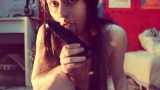 Slim dark hair slender teens riding bbcs sex toy with booty plug inside her butt hole - Amateur Spooky Boogie