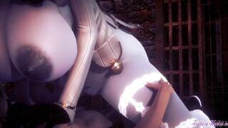 Resident Evil Anime - Lady Dimitrescu toejob and boned BONDAGE - Hentai Manga Hentai Porn