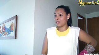 MAMACITAZ - Andrea Florez, Pedro Nel and Alex Moreno - BBW Hispanic Maid Fucks Into Threeway On Hotel Room