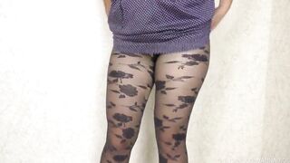 Teenie Step Sister inside Stockings Thighjob and Cum Underwear