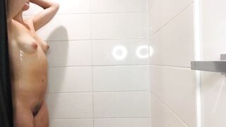 Tiny Hispanic Nadia Angel Shower Shaving Cunt Lotion Routine