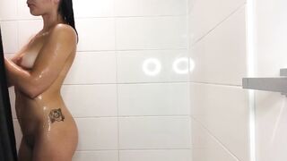 Tiny Hispanic Nadia Angel Shower Shaving Cunt Lotion Routine
