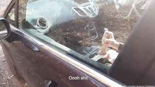 Youtube Blogger Caught a Dude Jerking off into a Vehicle inside a Outside Park and Helped him Cum by Hanjob