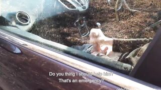 Youtube Blogger Caught a Dude Jerking off into a Vehicle inside a Outside Park and Helped him Cum by Hanjob