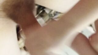 I caress my holes and lick the bro's cock