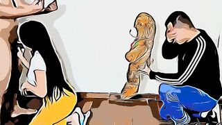 I Bring a Bear to my Gf as a Gift and I Find Her Fucking Her Girlfriend - My Gf Screams Like a Perverted Whore and I'm a Cuckold Bf NTR Cardboard Version
