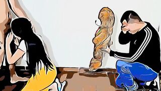 I Bring a Bear to my Gf as a Gift and I Find Her Fucking Her Girlfriend - My Gf Screams Like a Perverted Whore and I'm a Cuckold Bf NTR Cardboard Version