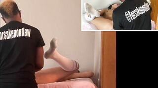 Beauty camgirl starts nailed dildo training by ebony manager while wearing knee high socks