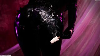 naughty vulgar female with pin up mood into rubber pvc clothes tease seduce you pov vid