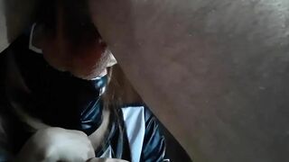 Ebony and white clothing with stockings and heels: hard deeply and big load of cum