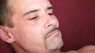 Nipple pierced mature thug makes himself blast out a load
