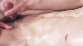 Twink Jeffrey Lloyd massages big cock with blowjob